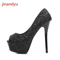 101214 cm high heels platform loafer shiny female shoes black silver heels women pumps party wedding shoes for women bride