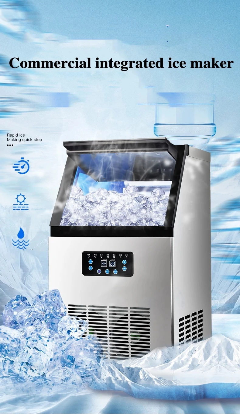 

Commercial Ice Maker 60KG 70KG 80KG 120KG/24H Cube Ice Making Machine Automatic Square Milk Tea Shop Equipment Ice Maker Use