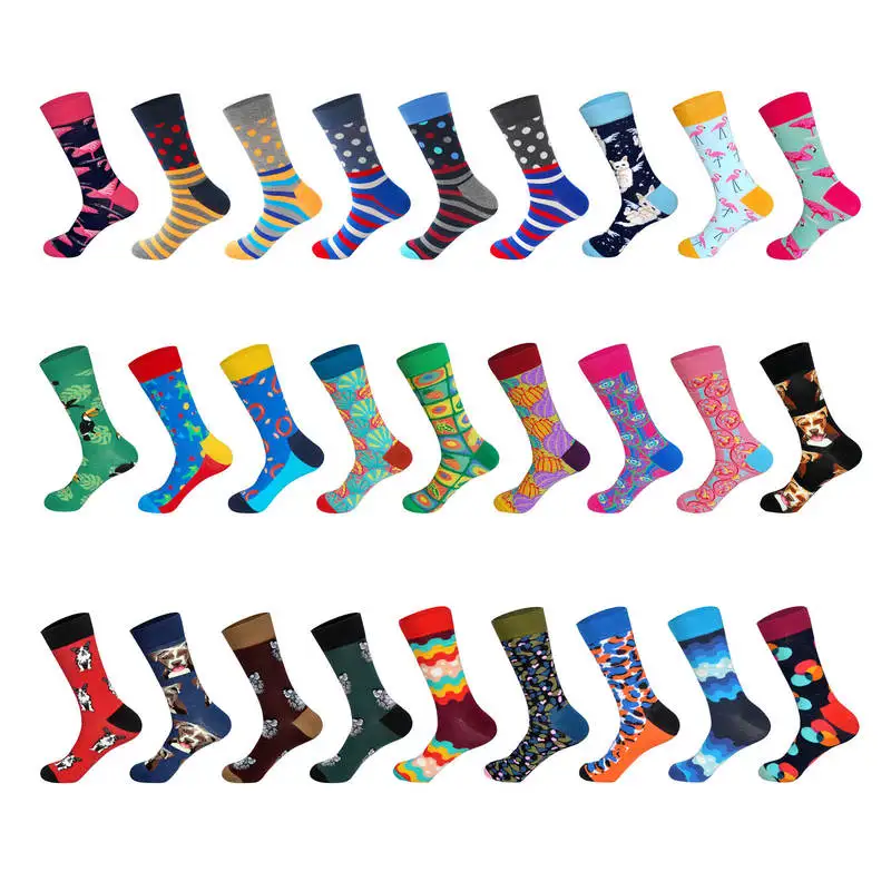 Носки LIONZONE мужские с волнистыми волнами хлопковые цветные в горошек фламинго