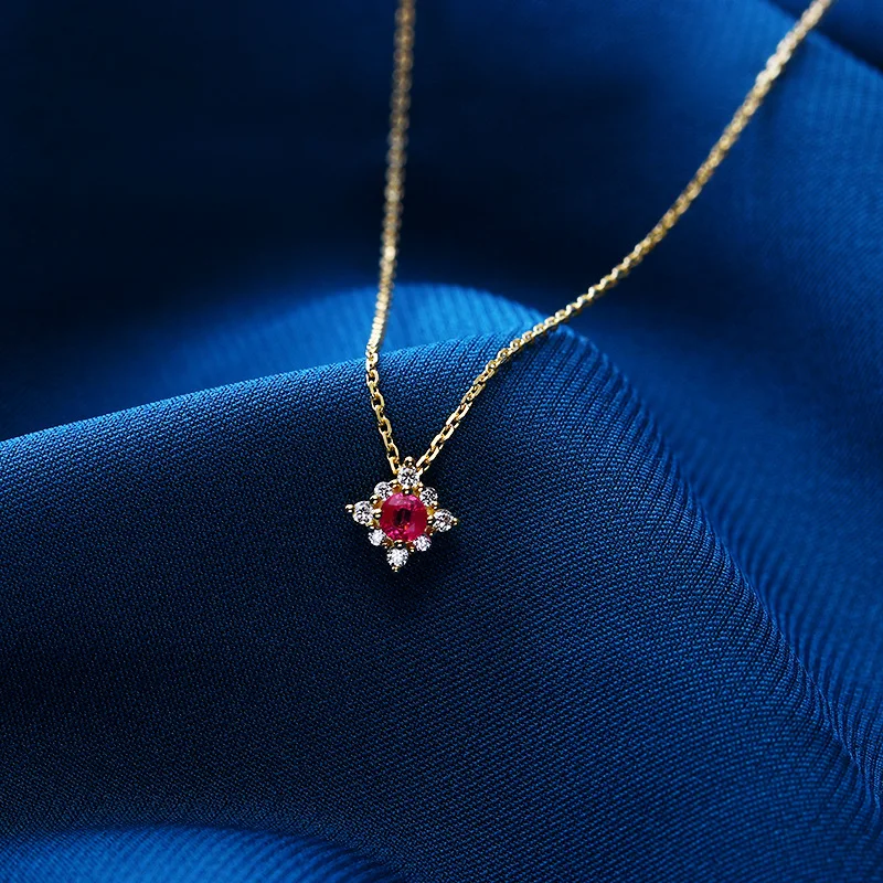 Необычный рубиновый 9K настоящий Настоящий желтый однотонный золотой милый кулон