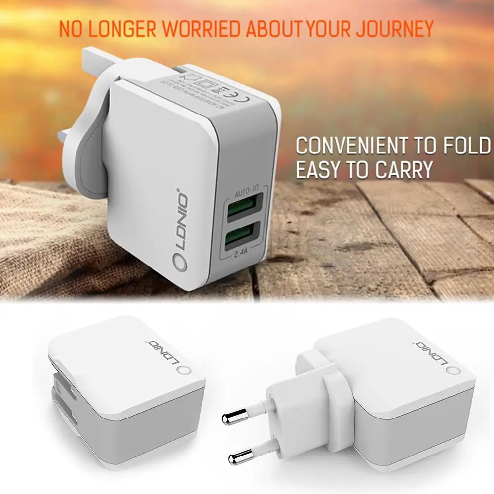 Универсальное настенное зарядное устройство для LDNIO A2203 2.4A 12 Вт с двумя usb-портами