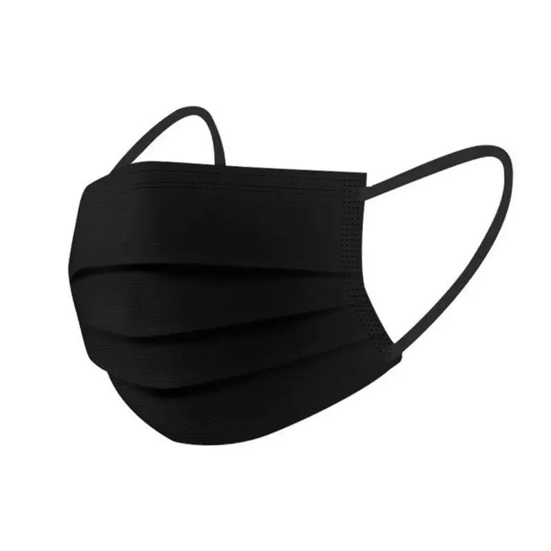 

Mask 50PCS Spot Disposable Black Protective Mask Three Layers With Melt Blown Cloth Dust Mask