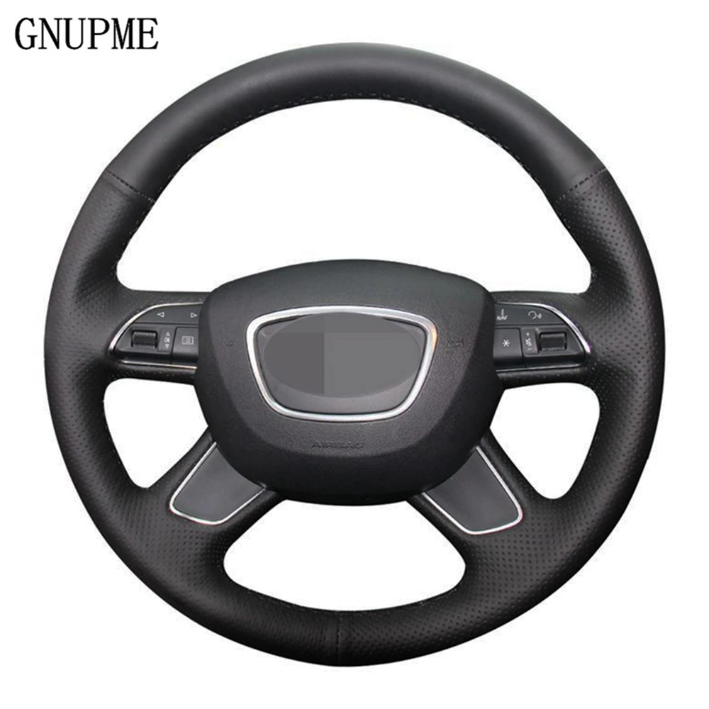 

DIY Hand-stitched Black Genuine Leather Car Steering Wheel Cover For Audi A6 (C7) A4 (B8) A7 A8 A8 L Allroad Q5 2013-2017 Q7