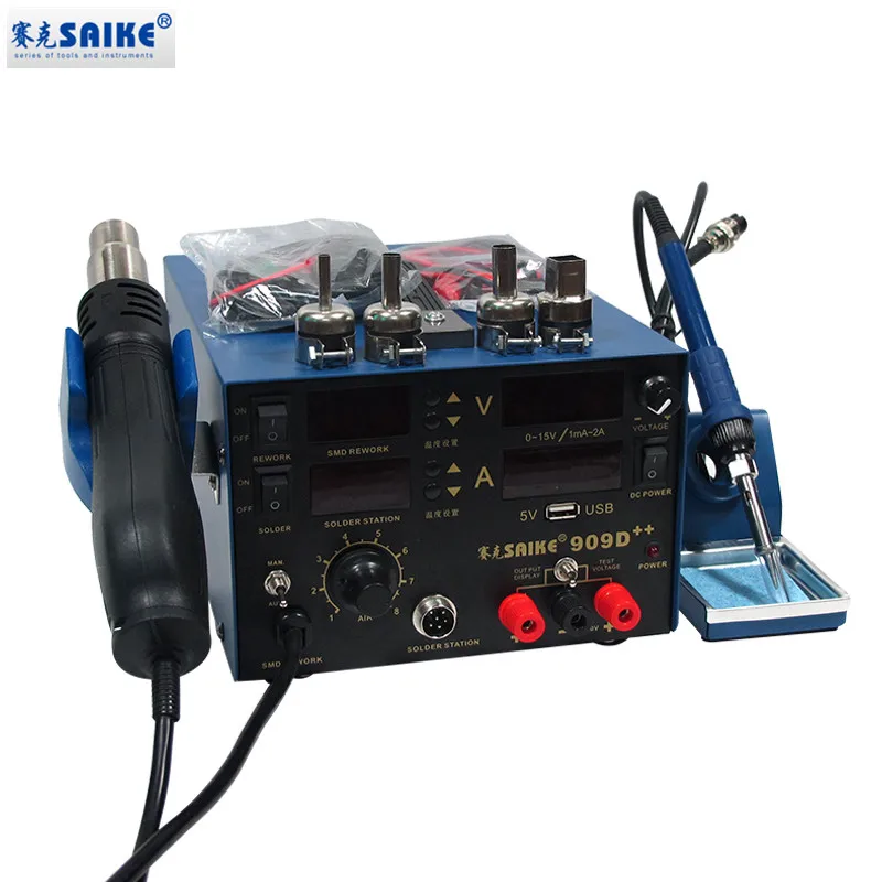 SAIKE 909D + 3в1 паяльник тепловой пистолет источник питания сварочная ремонтная