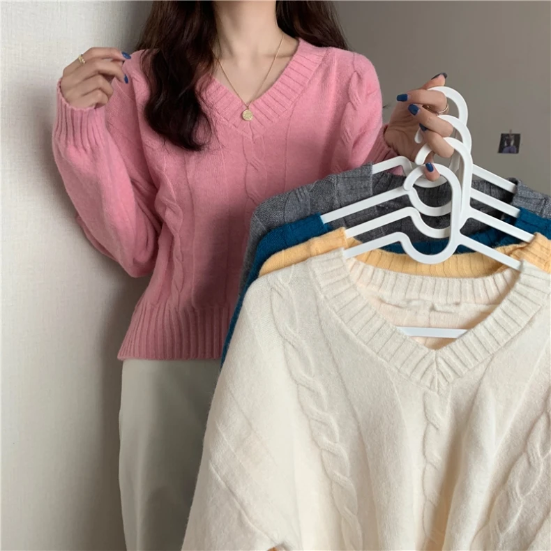 

Japanese Style Vintage Sweater Women's Loose Outer Wear Short Autumn and Winter Pullover Lazy Design Sense Niche Gentle Top