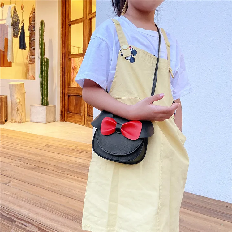 Lovely Bowknot Baby Girls' Shoulder Bags PU Leather Children's Small Crossbody Bag Cute Coin Purse Princess Handbags Wallet