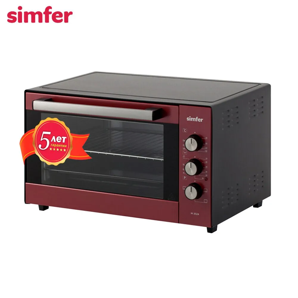 Мини-печь электрическая Simfer M3524 35л 3 режима нижний нагрев верхний ниж.+верх. 1300 Вт |