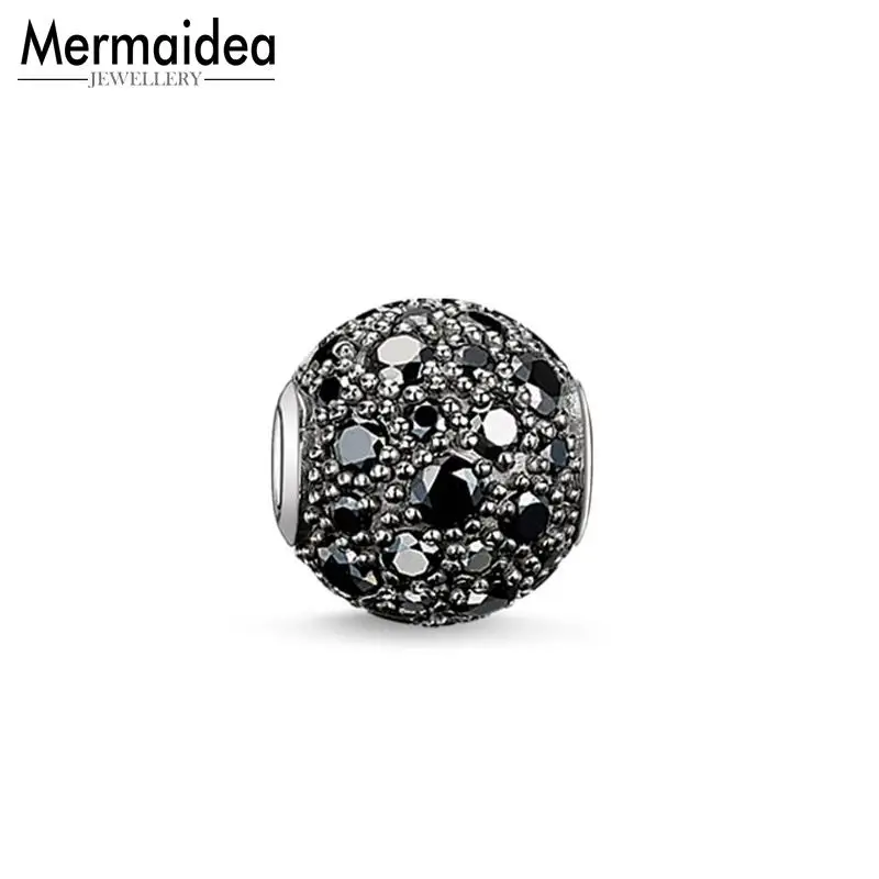Бусины черные посеребренные циркониевые бусины подходят для браслета ожерелья