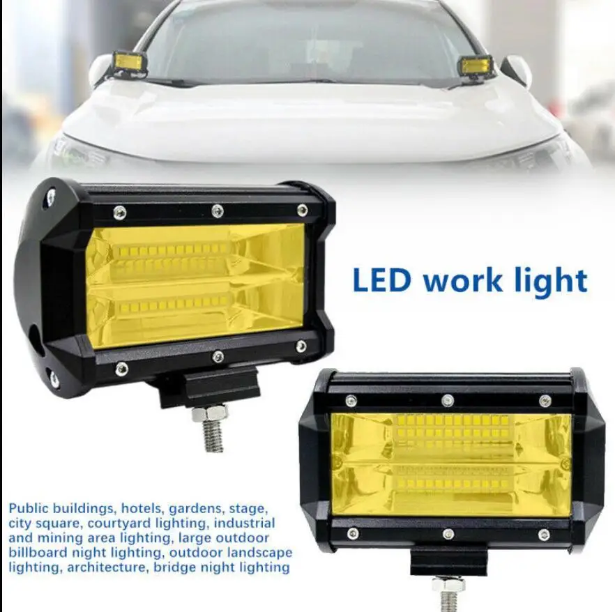 

72W 6500K 24 LED Work Light Bar 6000LM 12V 5in Super Bright Spotlight Lamp for Offroad Truck Car Boat