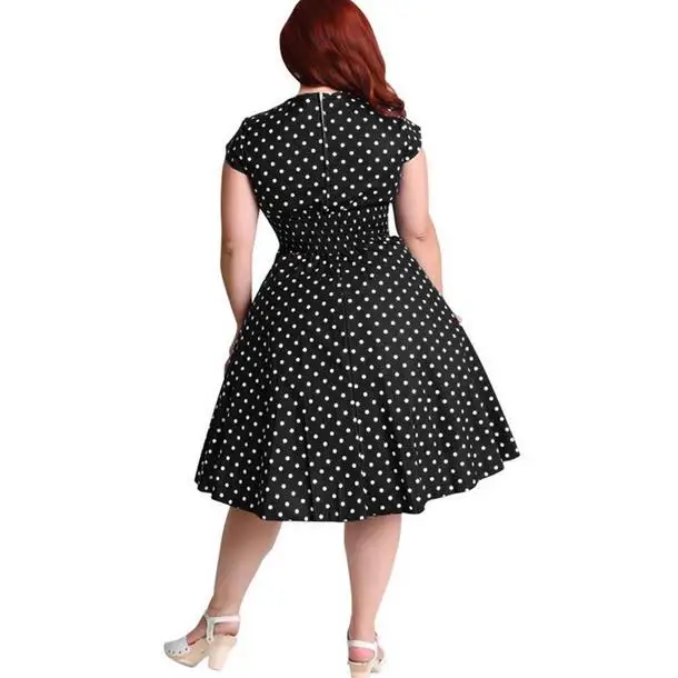 7XL размера плюс винтажное 50s 60s Платье туника с принтом в горошек платье для женщин