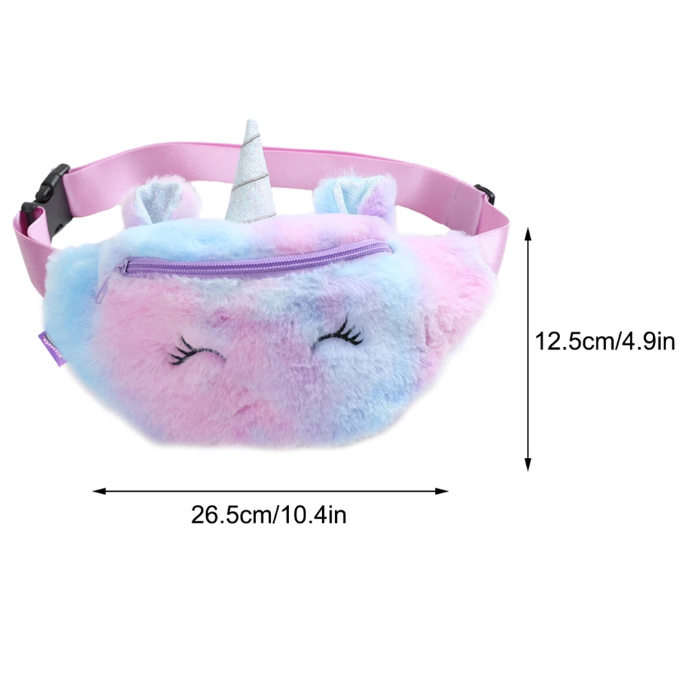

Cute Cartoon Unicorn Waist Pack Children's Fanny Pack Girls Waist Bag Plush Belt Gradient Color Chest Bag Cartoon Coin Purse