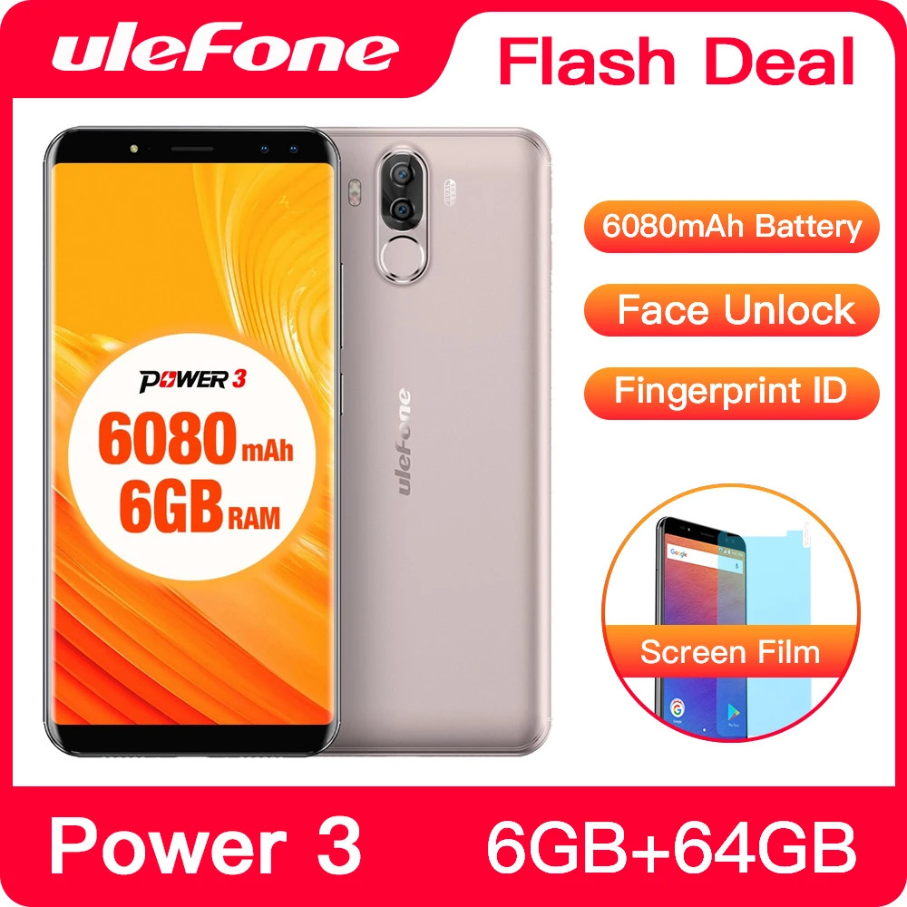 Чехол-накладка Ulefone Мощность 3 смартфон FHD + безрамочный экран с Экран 6080 мА/ч