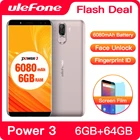 Ulefone Power 3 смартфон FHD + экран 6080 мАч большой аккумулятор Android мобильный телефон Face ID 6 ГБ + 64 ГБ Touch ID 21MP камера Сотовый телефон