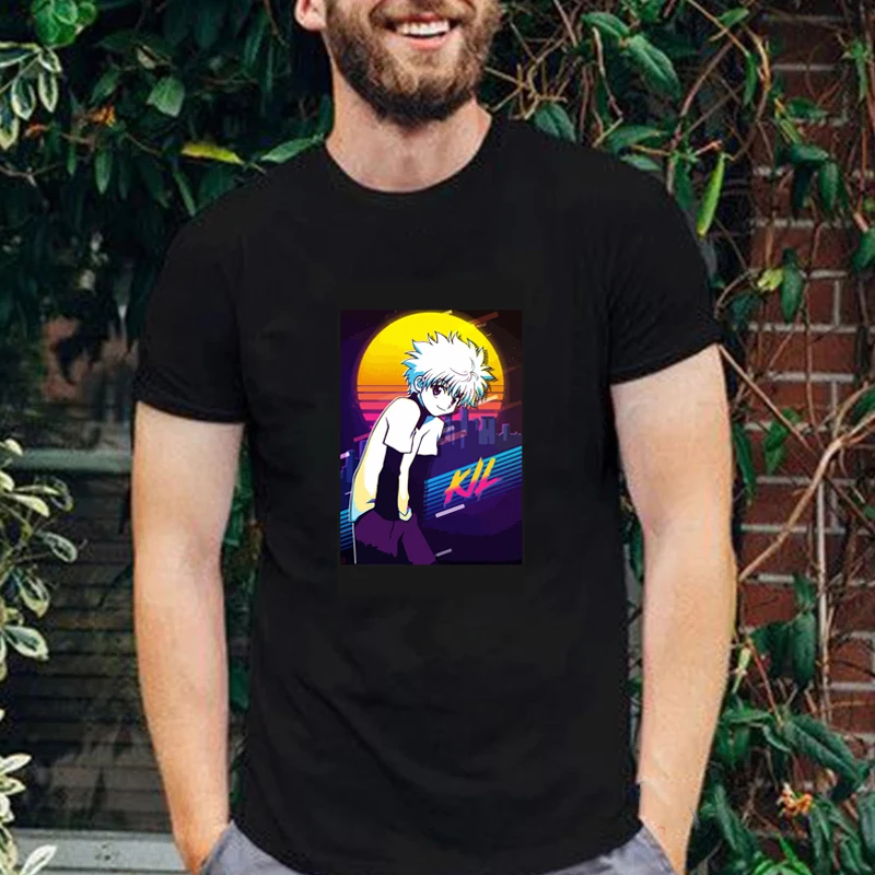 

Hunter X Hunter и принтом в виде героя мультфильма Веселые Japanny манга Killua Zaoldyeck и Гон Фрикс горячая Распродажа Для мужчин футболка модные топы с при...