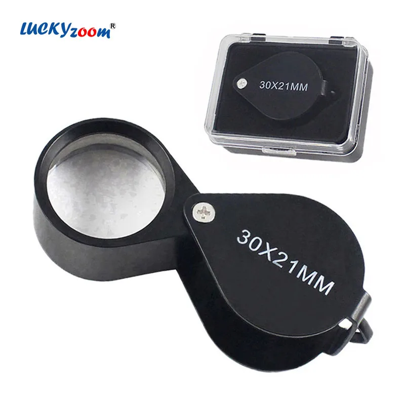 Алюминиевый Карманный ювелирный Лупа 30X черный K9 оптическое стекло ювелир