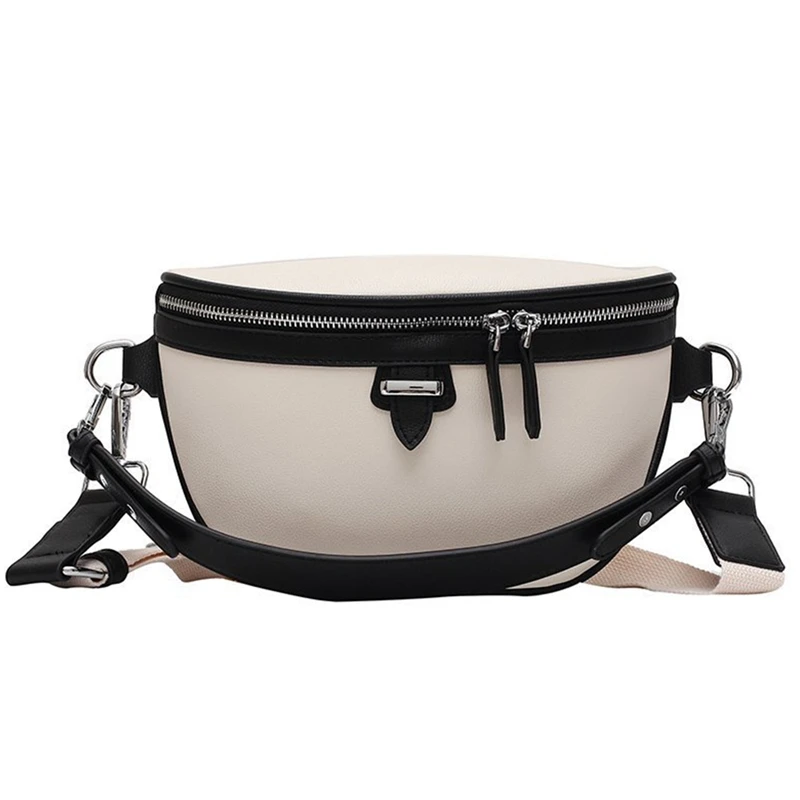 

1Pcs PU Leather Waist Bags For Women Zipper Shoulder Messenger Bag Lady Chest Crossbody Women Handbags
