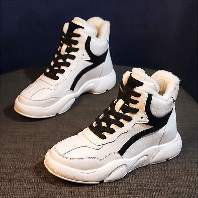 

Winter Women's Waterproof Snow Boots Warm Female Lady Casual Non-slip Thick Fur Flat Solid Color Cotton Shoes