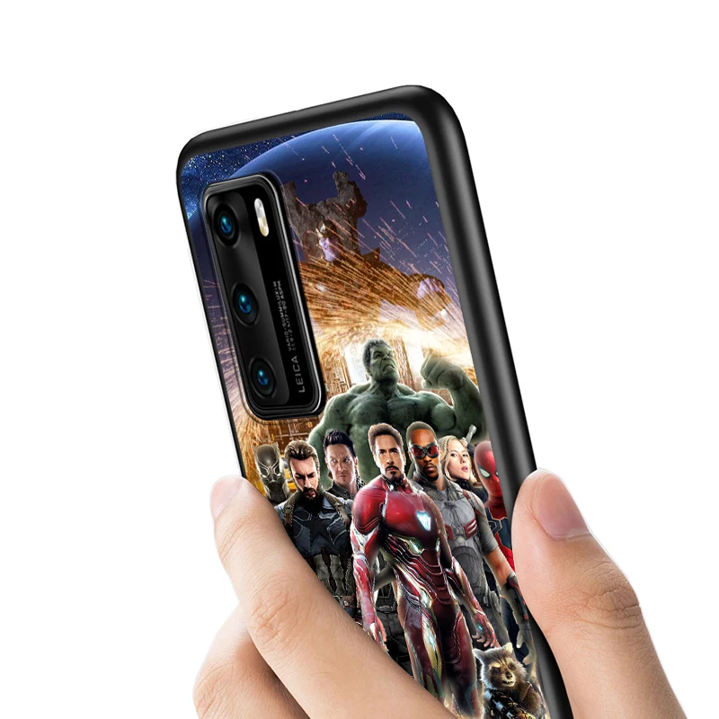 

Marvel The Avengers Silicone Cover For Huawei P40 P30 P20 Pro P10 P9 P8 Lite RU E Mini Plus 2019 2017 Black Phone Case