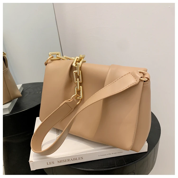 

Single Strap PU Leather Shoulder Simple Bags For Women 2021 Small Crossbody Bag Travel Chain Handbags And Purses