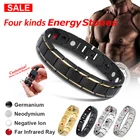 Магнитный медицинский браслет для мужчин и женщин, черные браслеты из титановой стали для электротерапии 4 в 1, магниты, отрицательные ионы, германий, оптовая продажа