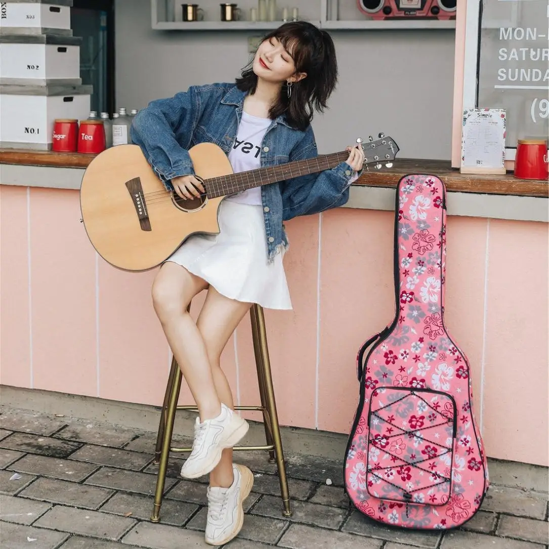 Сумка для гитары в фольклорном стиле с цветочным принтом 40 / 41 дюйм | Спорт и