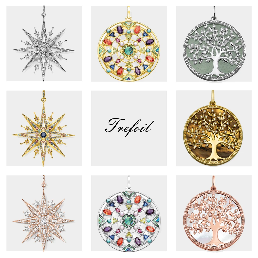 

Pendant Royalty Star Tree Colorful Amulet Brand New Fashion Jewelry 925 Sterling Silver Europe Gift For Women Girls Fit Necklace