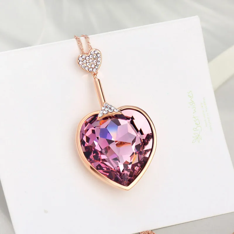 Длинное ожерелье с кристаллами Neoglory Сердце океана Титаник для любви навсегда