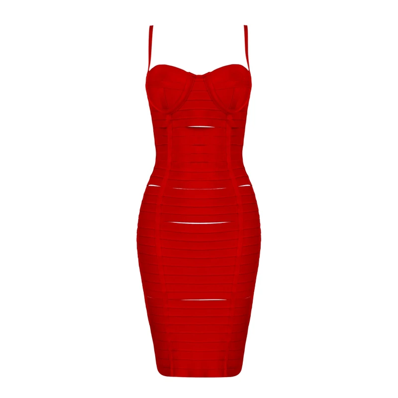INDRESSME, женское Бандажное платье, новинка, модное, элегантное, на бретельках, без рукавов, с открытой спиной, однотонное, сексуальное, вечерние, для девушек, с вырезами - Цвет: Red