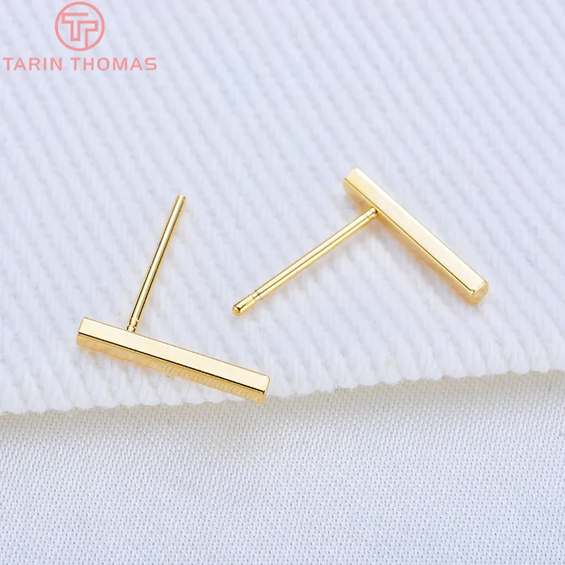 20 шт. 12x1 5 MM 24K Gold Цвет латунный стержень серьги гвоздики Высокое качество Diy
