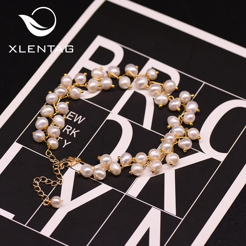 Браслеты Xlentag ручной работы с натуральным пресноводным белым жемчугом для женщин