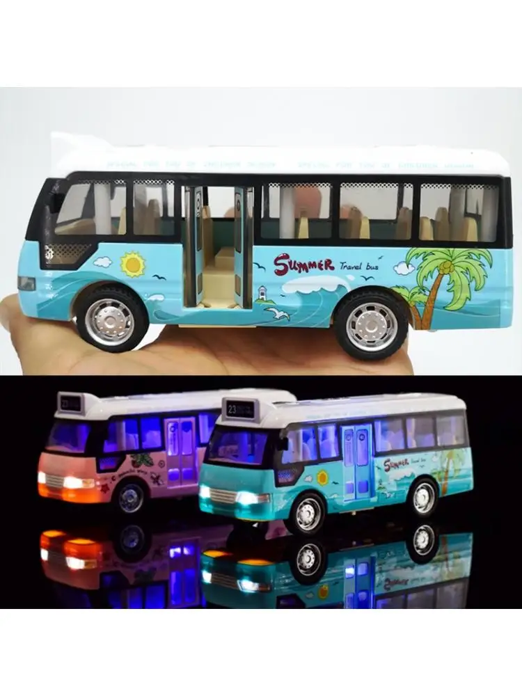 

School Bus Sound Light Tour Bus Model Boy Toy Diecasts Toy Vehicles Kids Gift