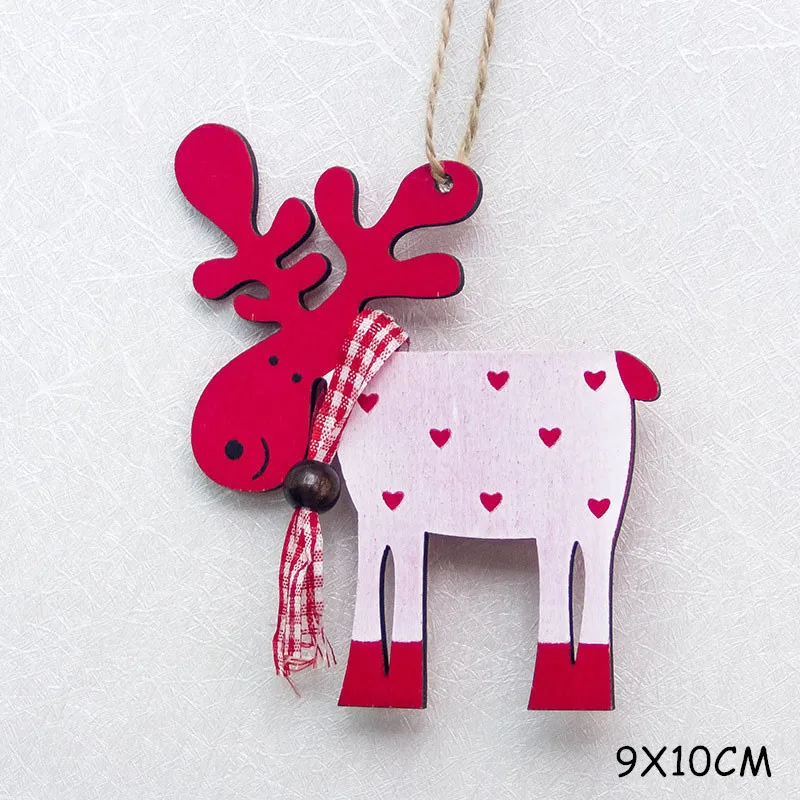 Pink elk Год Рождество деревянный кулон дерево олень Рождественское дерево декор Noel рождественские украшения для дома Natal Navidad подарок для детей - Цвет: Pink elk