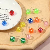 colorful fun dice hook dangle circle drop earrings for women ear hooks girls candy jelly earring fashion geometric fine earrings
