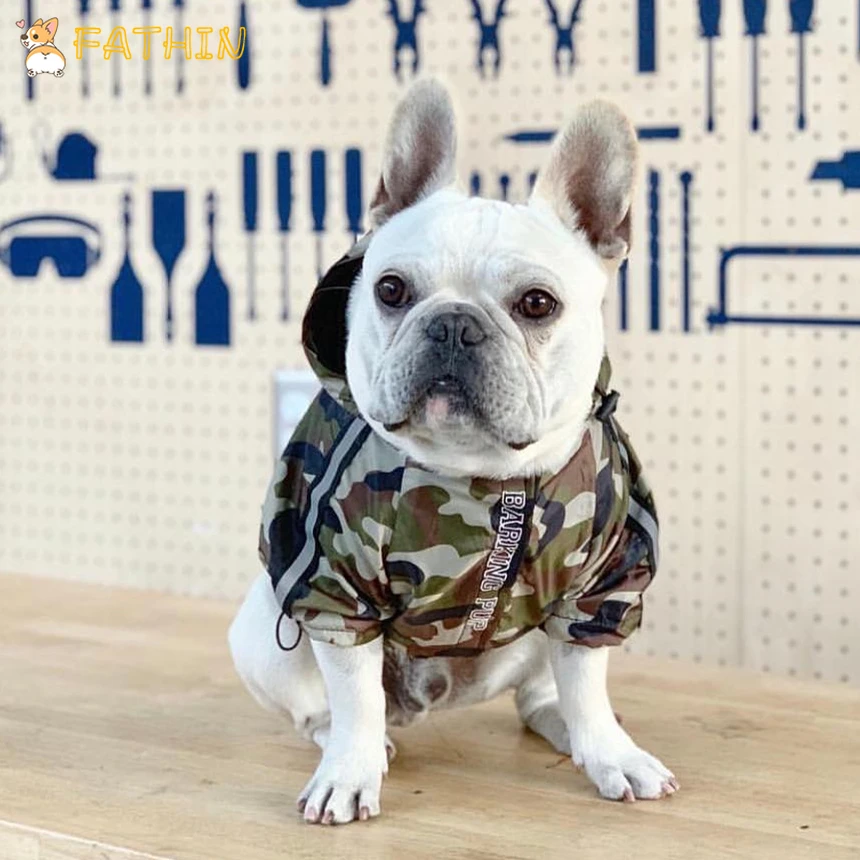 FATHIN Одежда для собак Adidog камуфляж Французский бульдог Pupreme Рубашка Собака Камуфляж ветровка Спорт ретро для собак Толстовка с капюшоном Домашние животные одежда