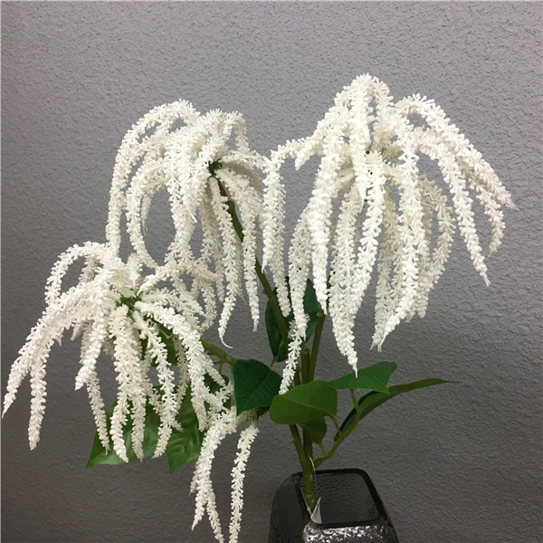 60cm 3fork Fake Astilbe Tree Branch Artificial Pine Plastic Green Plant Vine Real Touch Flower for Home Wedding Wreath Decor