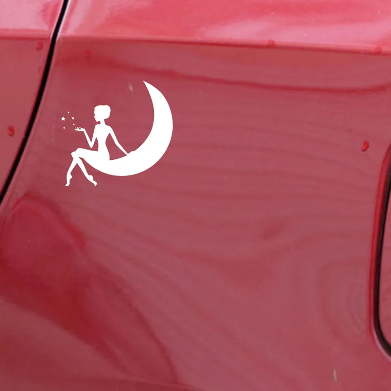 

Car Stickers Funny PVC Decals on The Moon and Stars Cute Girl Car Decoration Stickers Creative Waterproof Black/white, 13cm*13cm