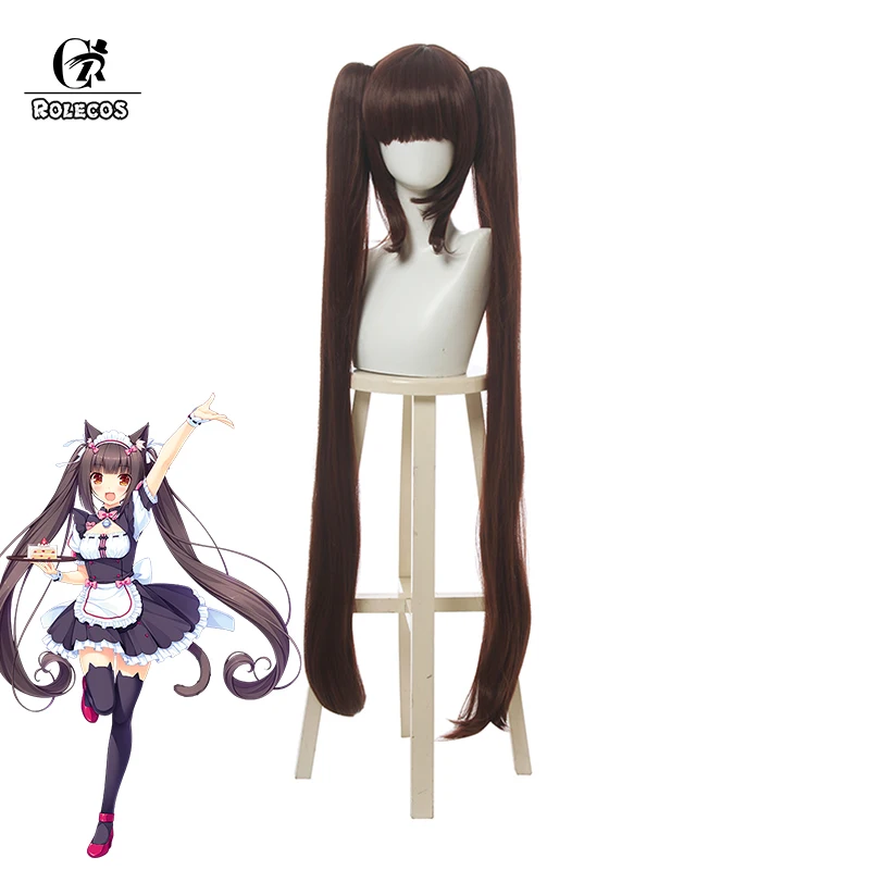 ROLECOS игра Nekopara косплей волос Chocola ваниль Косплей 105 см длинный шоколад и розовый