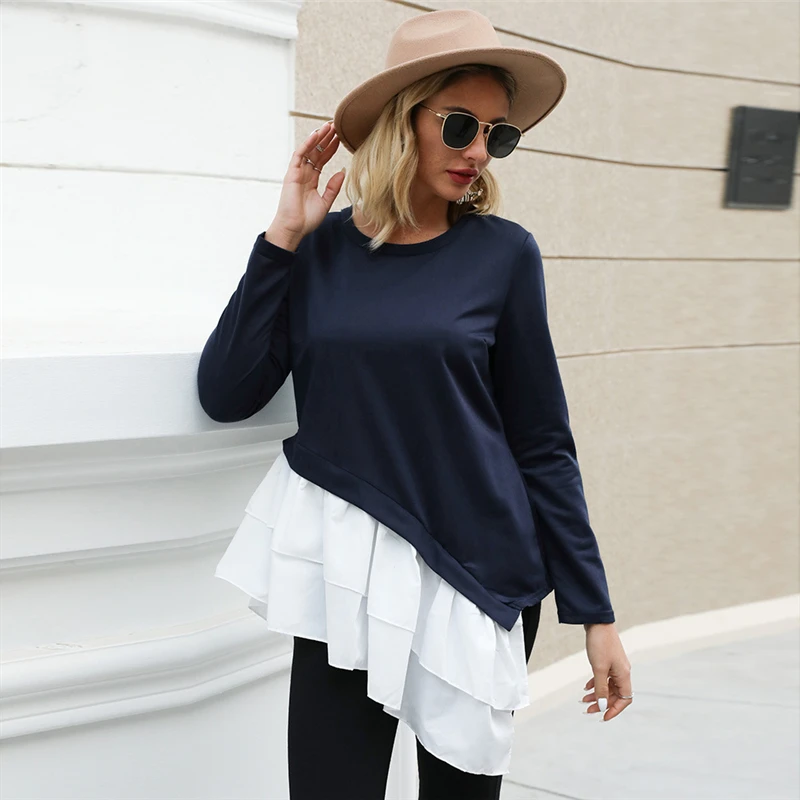 Женский пуловер с длинным рукавом повседневный облегающий большого размера