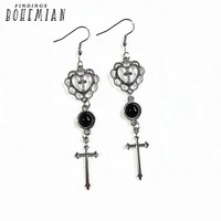 earrings pendant onyx black stone heart cross goth gothicmoon