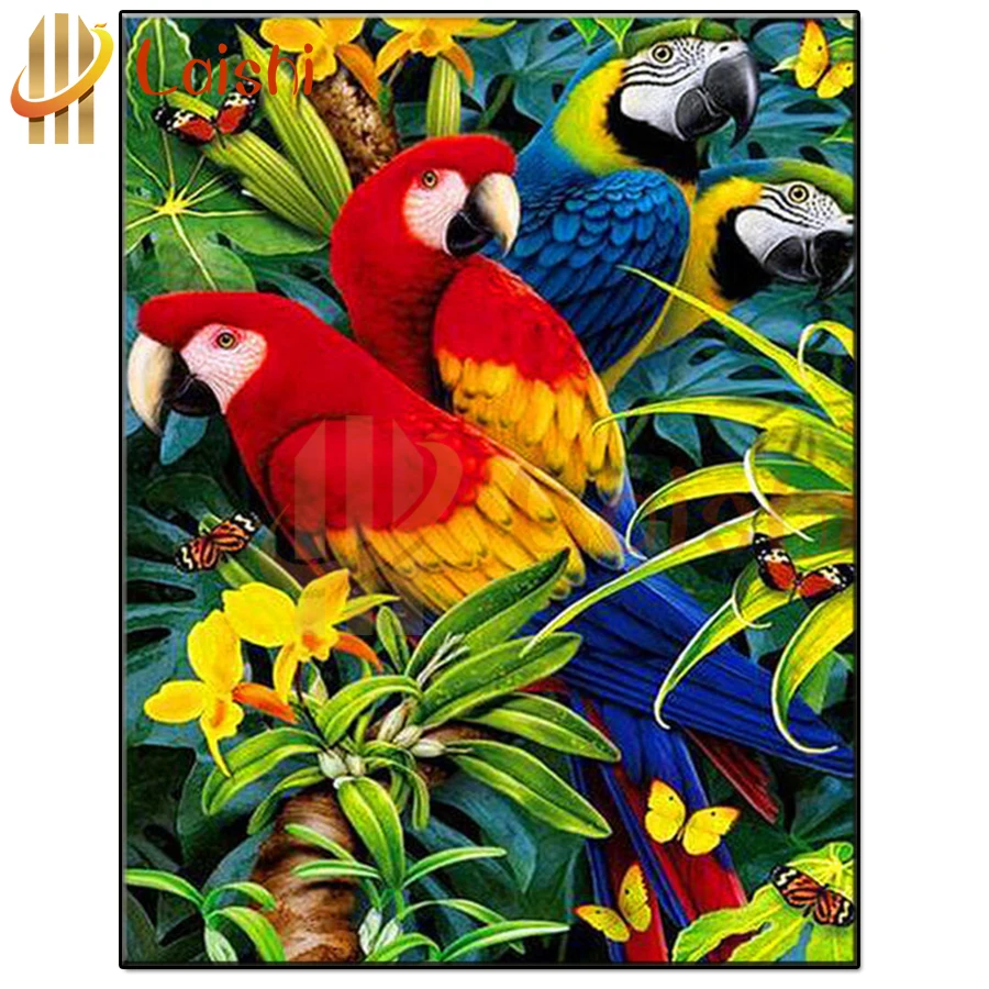 

picture of rhinestones mosaic Colorful parrot, animal full embroidery paint with diamonds painting sale crystal beads home decor