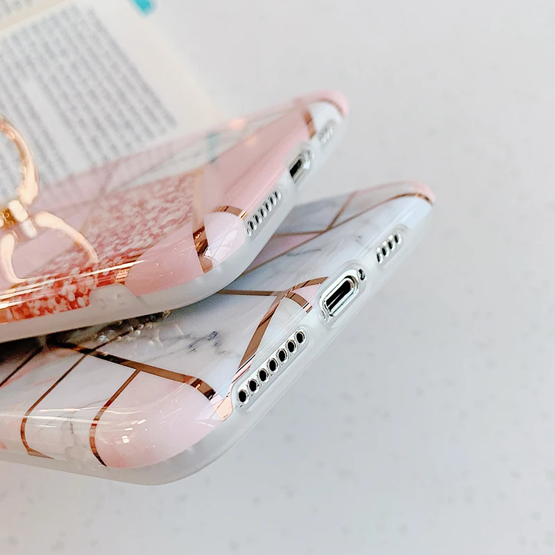 Чехол для телефона LACK для iPhone 11 11Pro Max XR X XS Max 6 6S 7 8Plus Роскошный Мраморный чехол с кольцом-подставкой