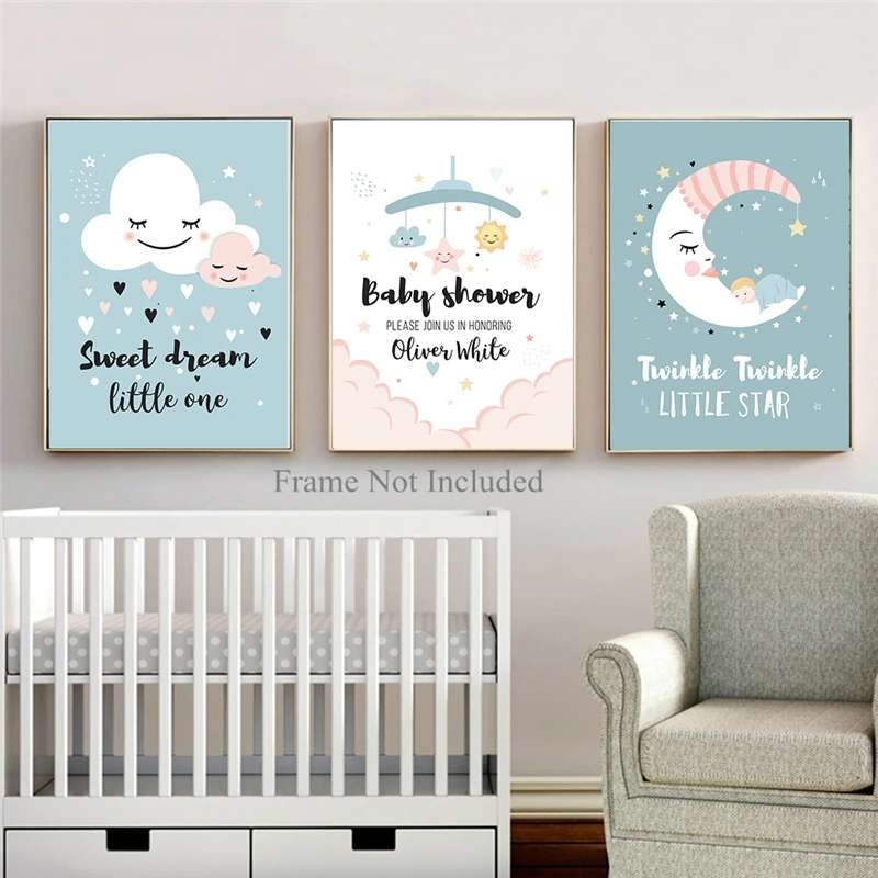 Декор для детской комнаты принт на стену сладкий сон кавайные облака-Пол