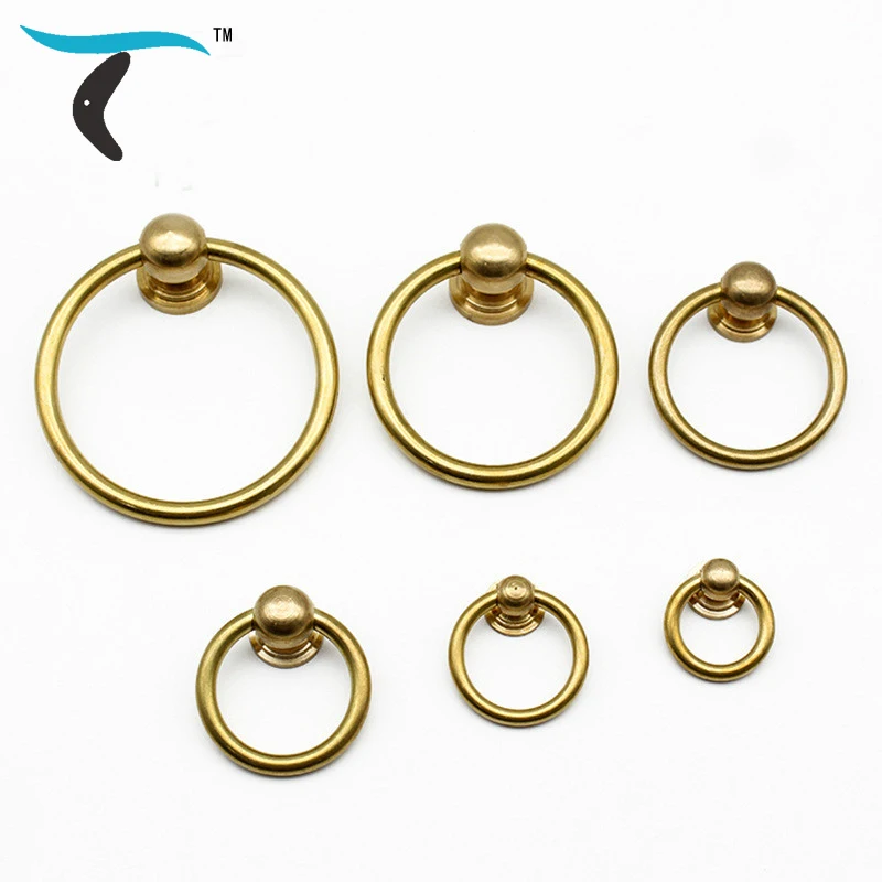 Античное кольцо медная ручка круглая одно отверстие маленькая для шкафа ящика
