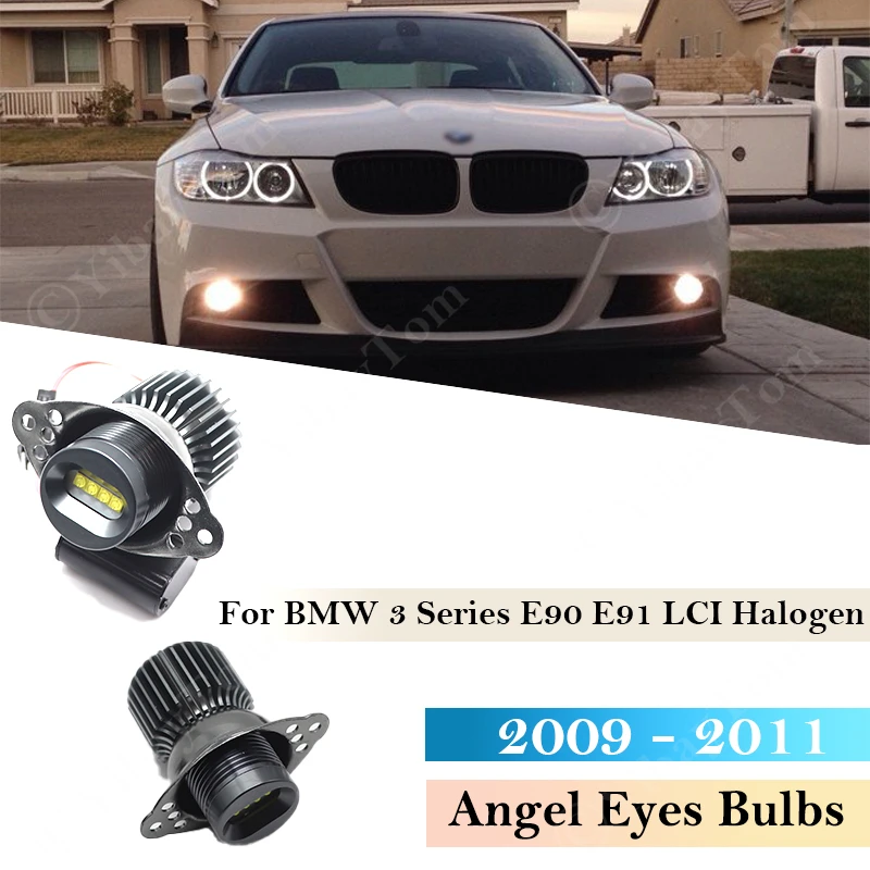 

Car LED Angel Eyes Marker Bulb For BMW E90 E91 328i 335i 2009 2010 2011 LCI Halogen Headlight 160W Pair White DRL Brighter Lamp