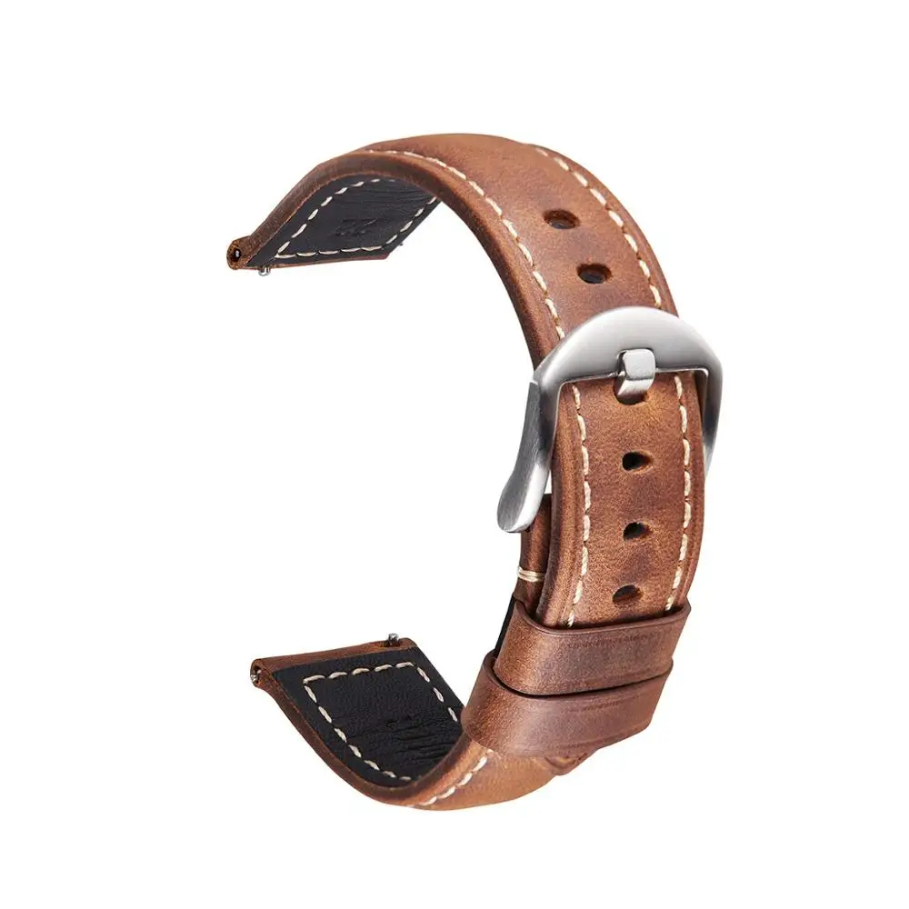 Vintage Leather Brown Watch Band 20mm 22mm Retro Watchband Accessories Handmade Belt Strap