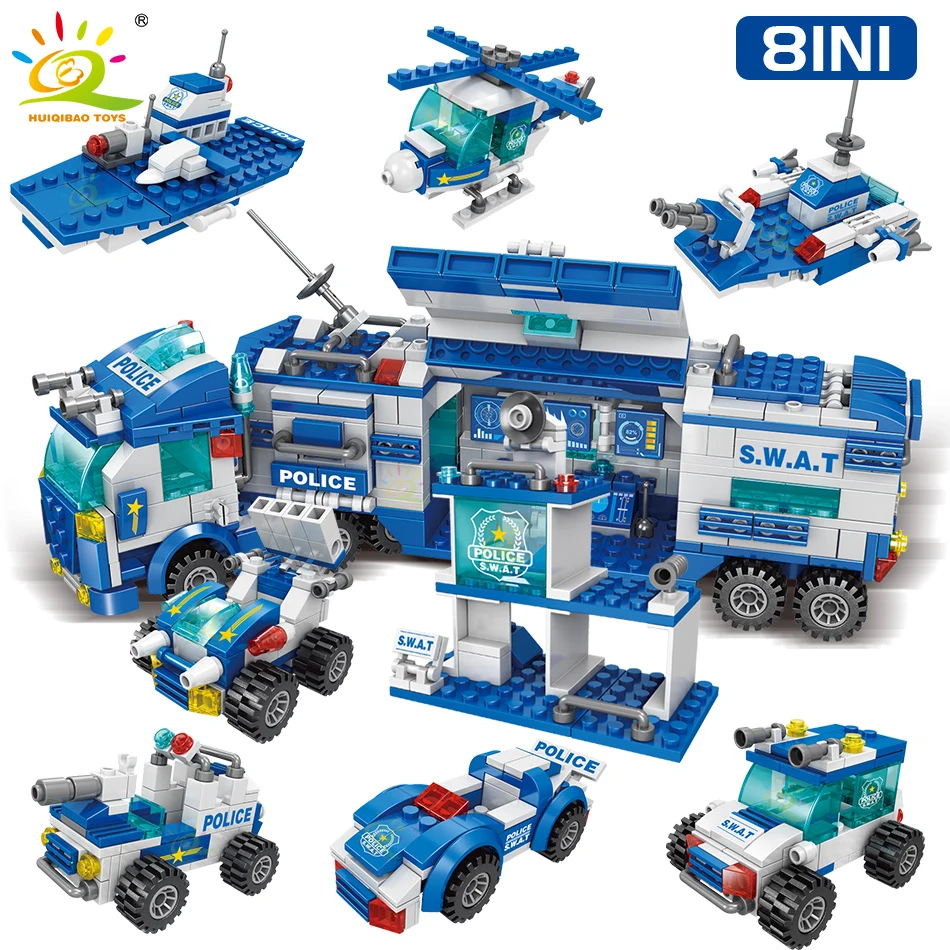 HUIQIBAO SWAT полицейский участок грузовик машина строительные блоки городской