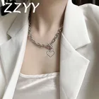 Женское Ожерелье ZZYY в стиле панк, толстая цепь в форме сердца, чокер в стиле ретро, готика, рок, цвет золото, Геометрическая подвеска, День святого Валентина