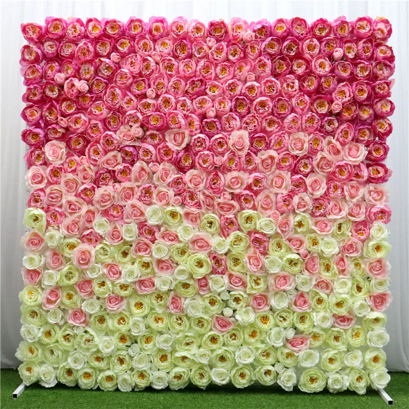 Rose red Расширенный пользовательский градиент изменения цветок стеновая панель 3D фон Свадебная вечеринка в отеле события Декор пион роза искусственный цветок стены - Цвет: Rose red