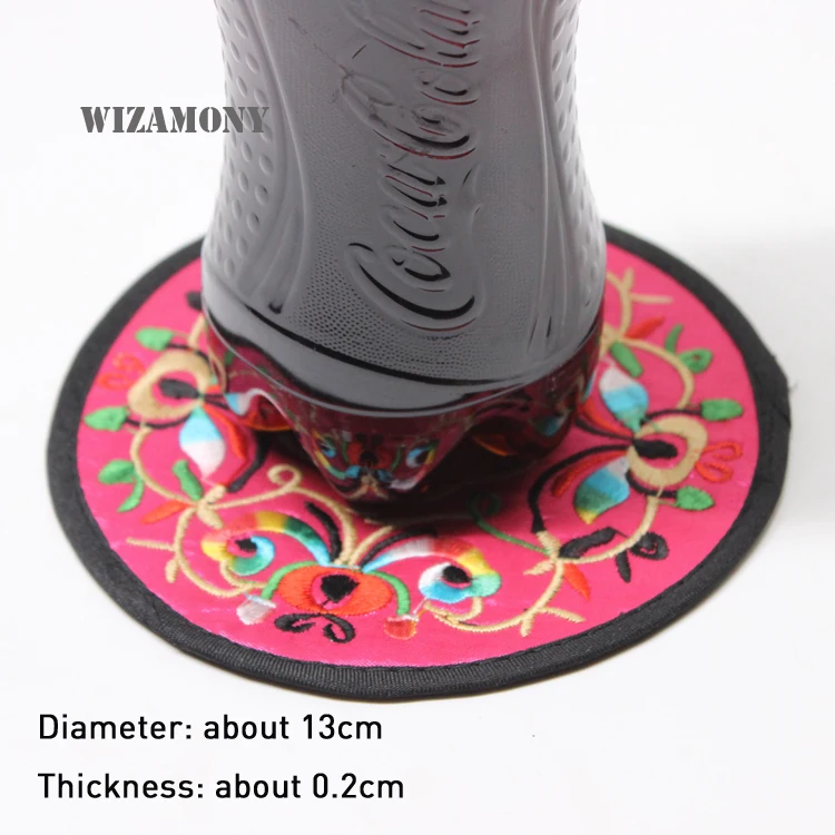 Горячее предложение! 6 шт.! Китайский круглый чайный поднос с вышивкой