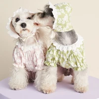 lace flower puppy clothes cute cotton dog shirt for teddy schnauzer spring printing dog clothes for small dogs girl dropshipping